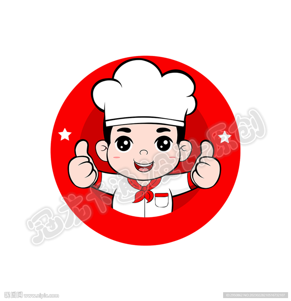 卡通厨师头像红色版