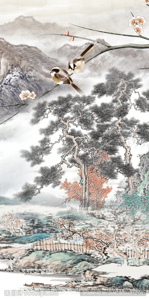 高清 高雅玄关框画 TiF分层