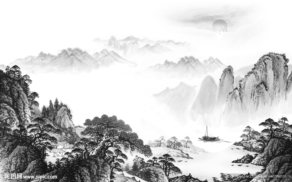 高档 中式意境山水 TiF分层