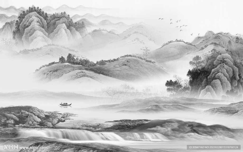 高端 中式意境山水 TiF分层