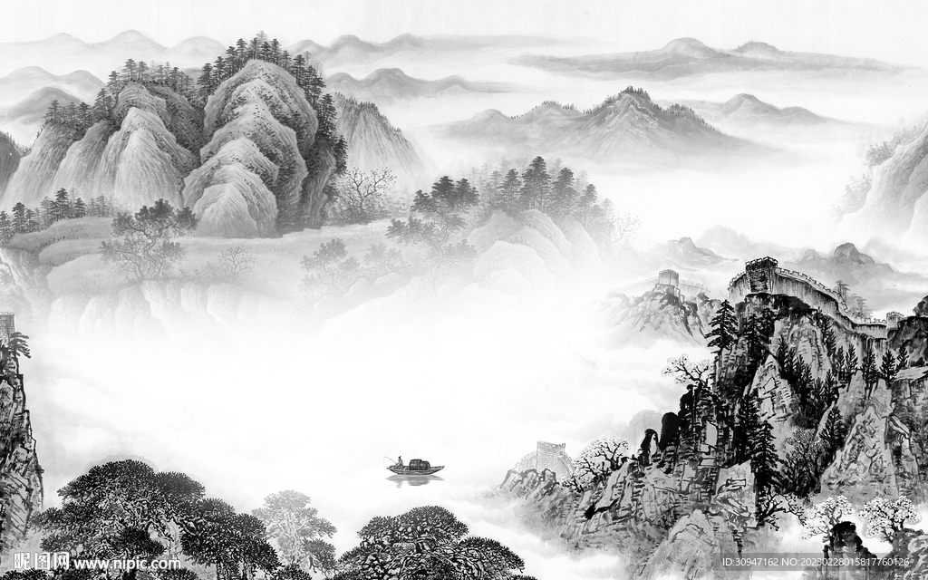 爆款 中式意境山水 TiF分层