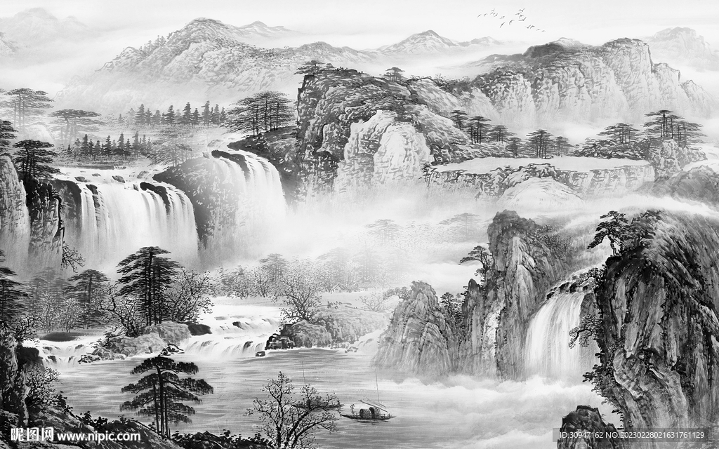 高清 中式意境山水 TiF分层