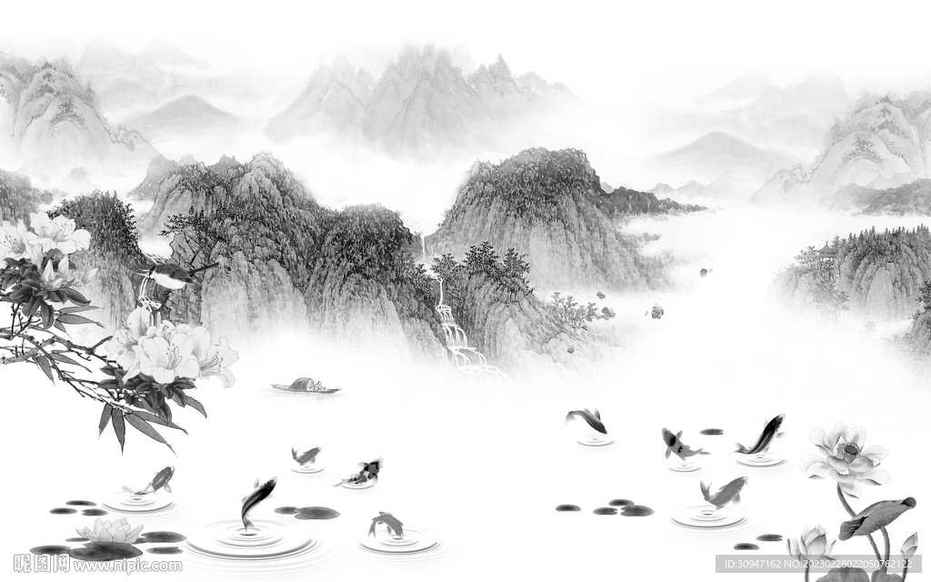 新品 灰色意境山水 TiF分层