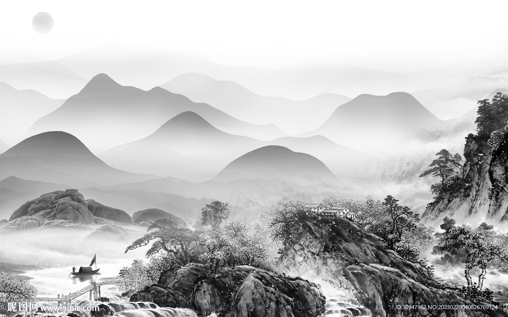 大气 高雅灰色山水 TiF分层
