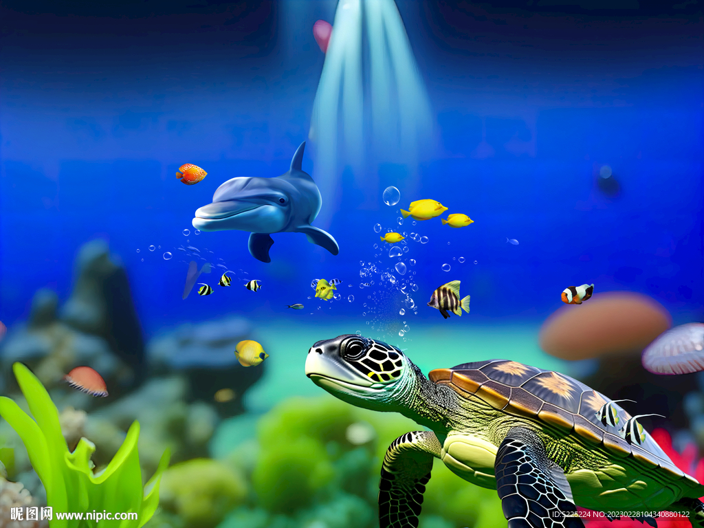 海底世界海龟背景墙