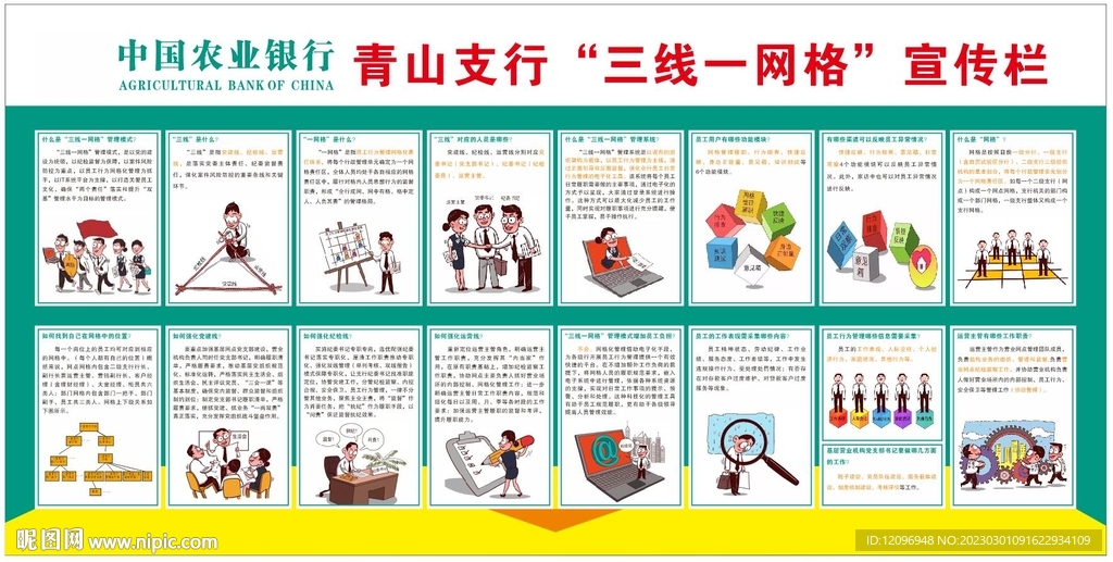 中国农业银行农行三线一网格展板