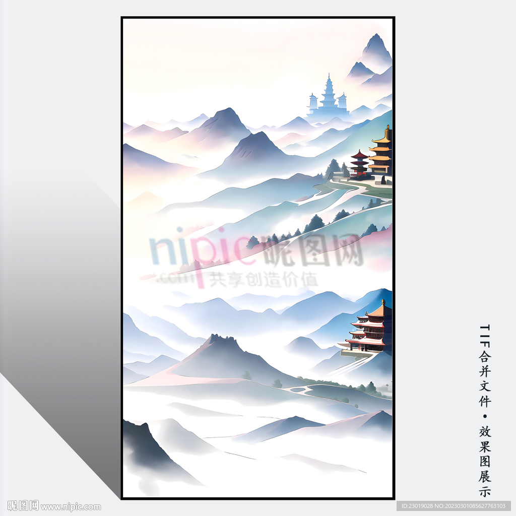 新中式屏风水墨画