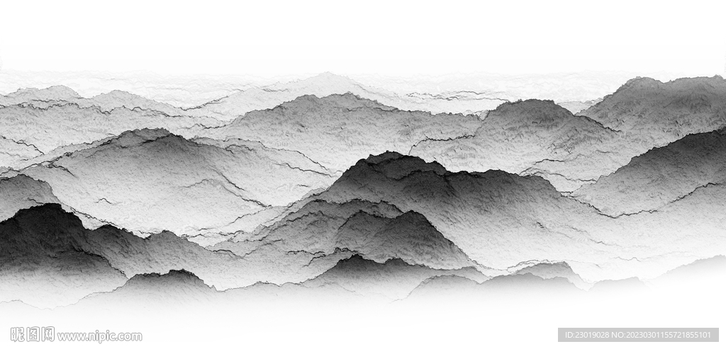 黑白抽象山水画 