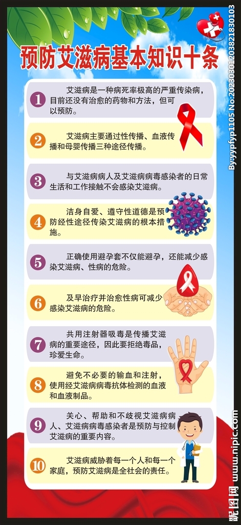 预防艾滋病基本知识十条展架