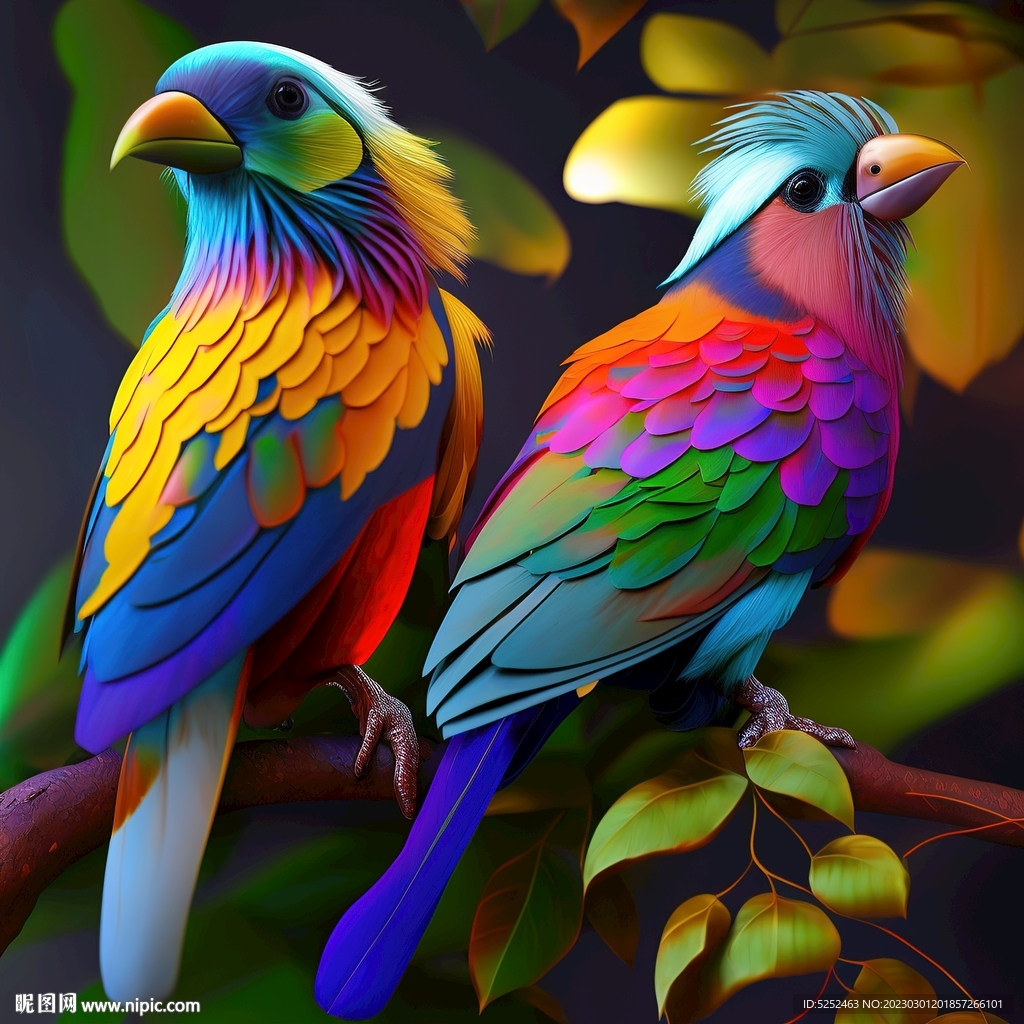 五彩羽毛的鸟儿