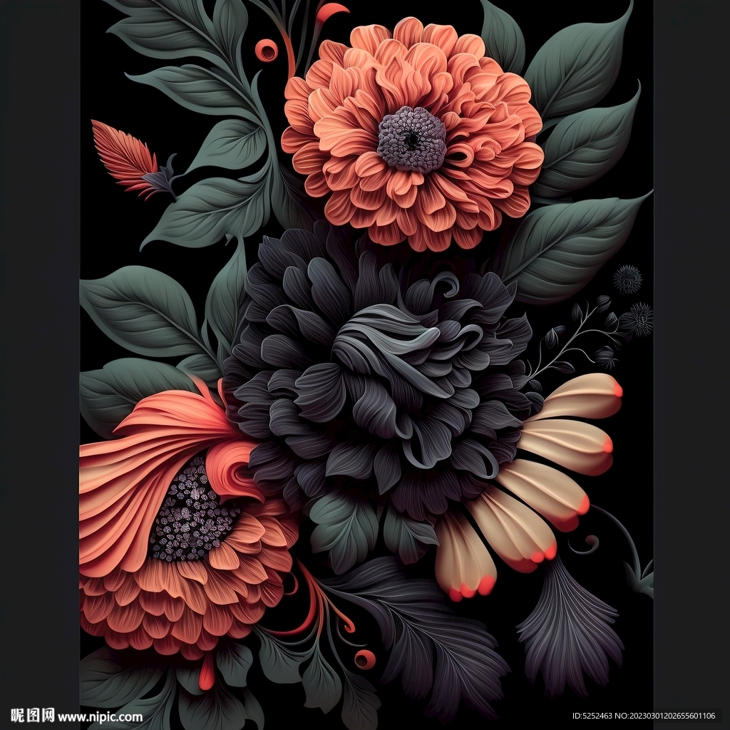 牡丹花装饰画