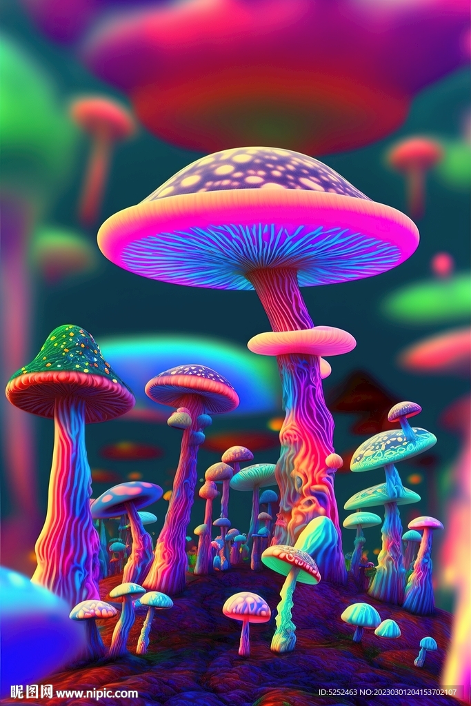 彩色蘑菇