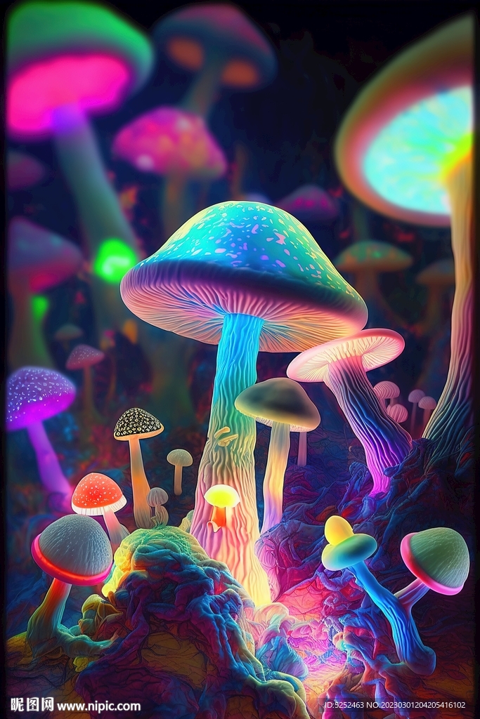 彩色蘑菇