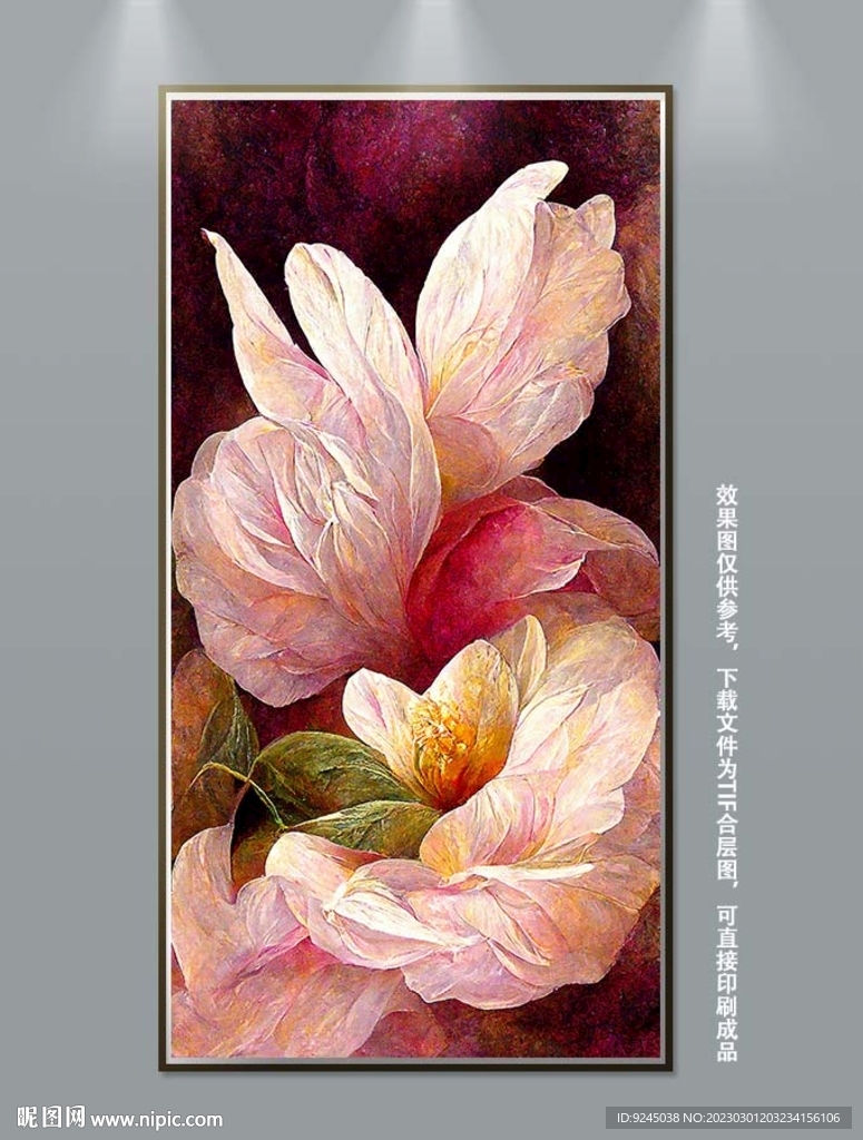 北欧手绘轻奢花卉装饰画