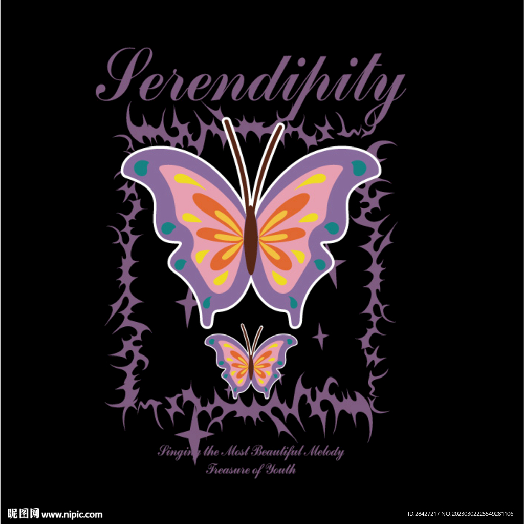 彩色蝴蝶印花图案