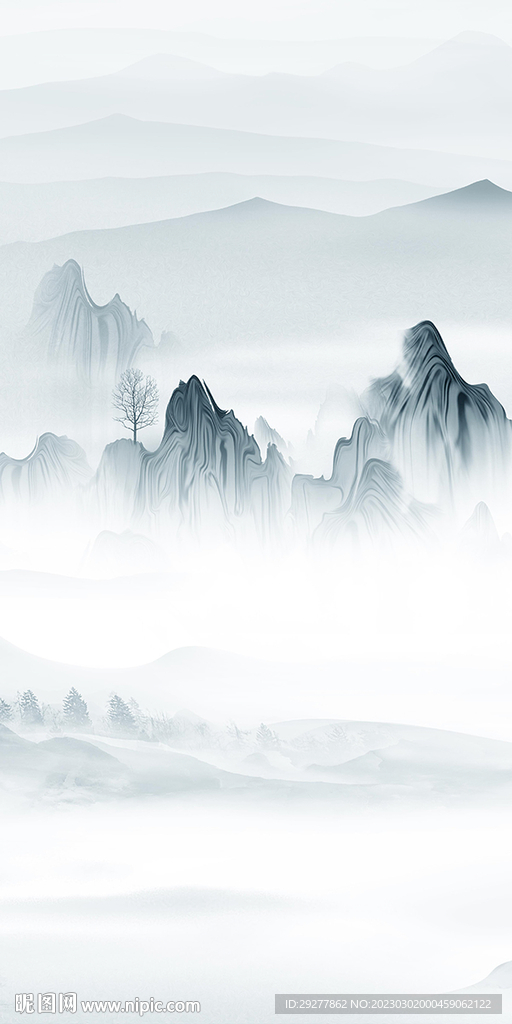 简约 山水意境玄关 TIF分层