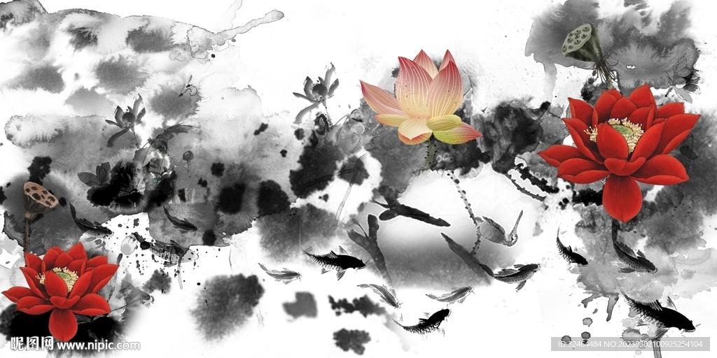 禅意水墨莲花
