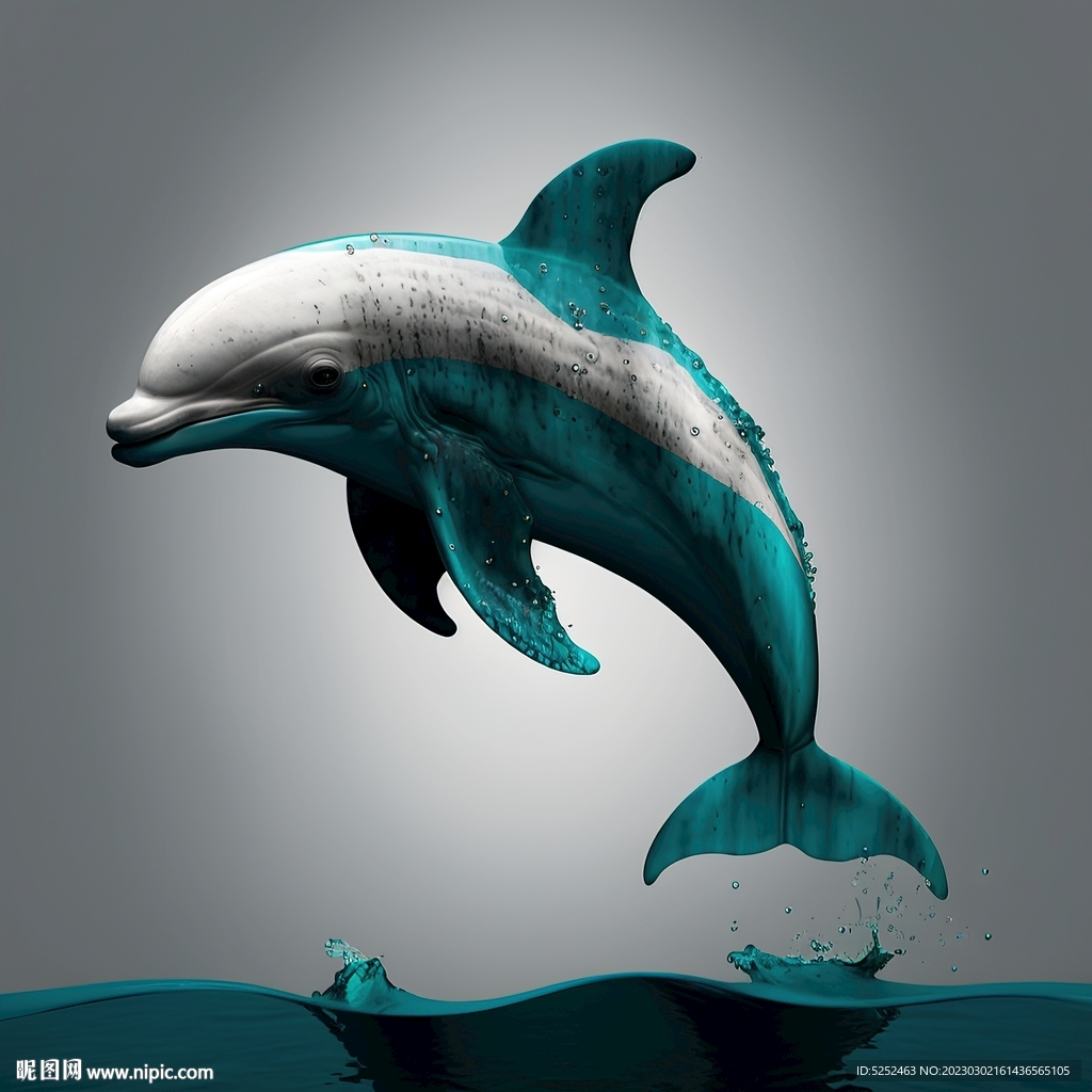 蓝色水彩海豚海洋素材免费下载_觅知网