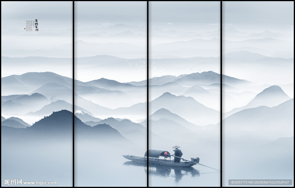 高级新灰色山水画