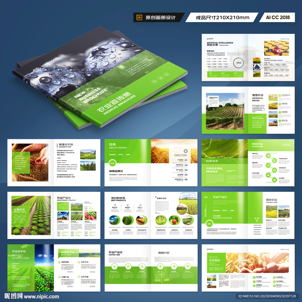 方形农业画册模板