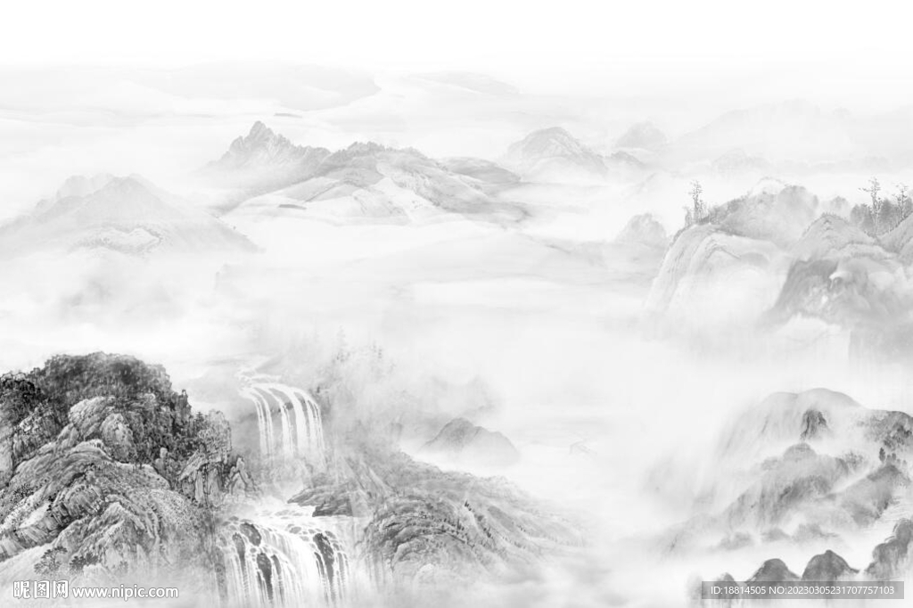 新中式山水背景墙