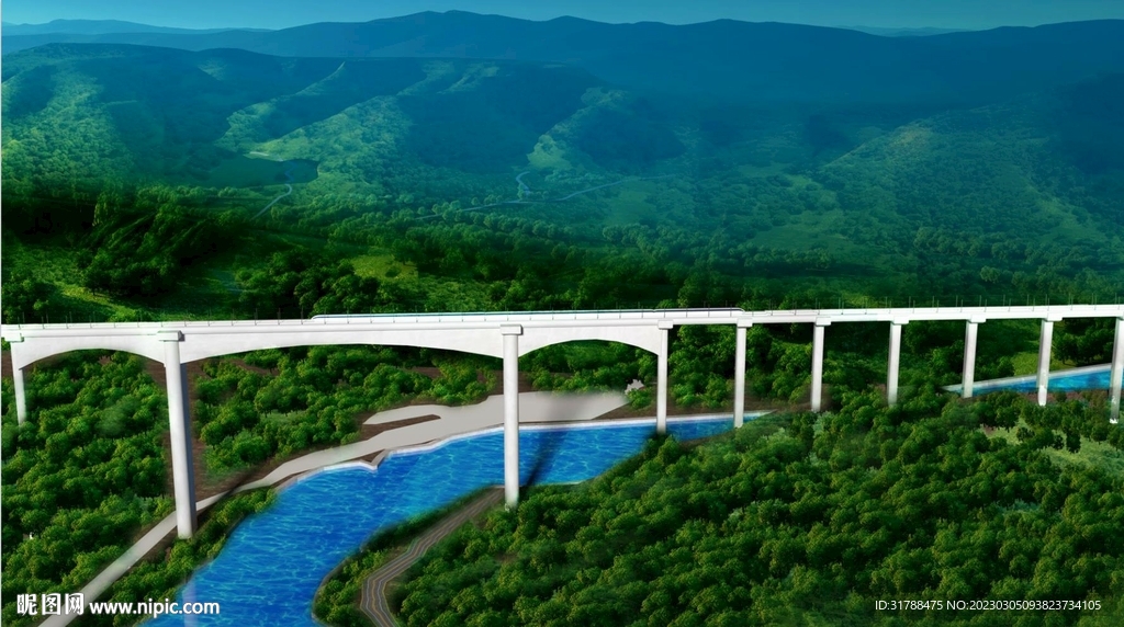 跨河大桥效果图