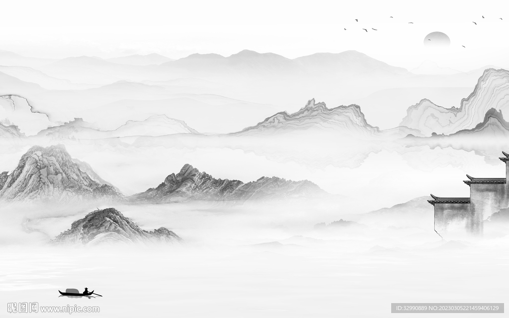 最新 高档简约山水 Tif分层