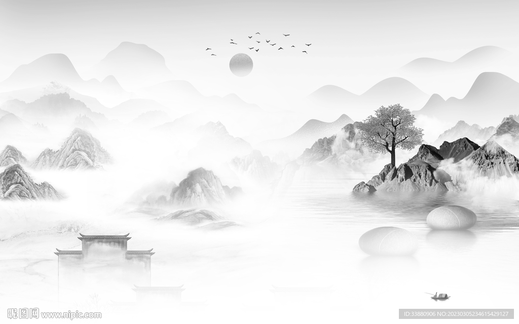 极简 意境高端山水 tif分层