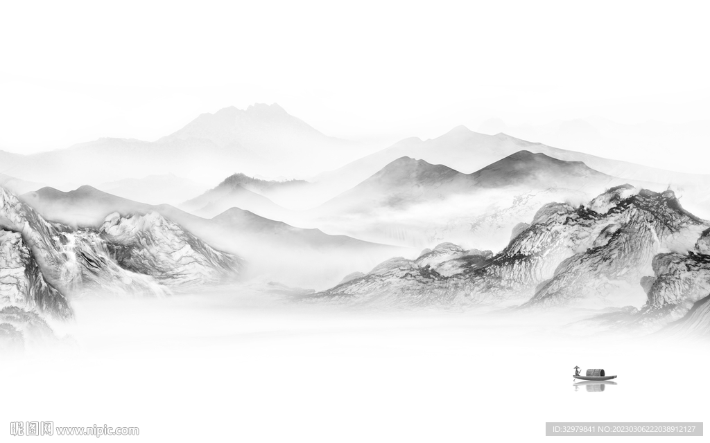 高端 中式简意山水 tiF分层