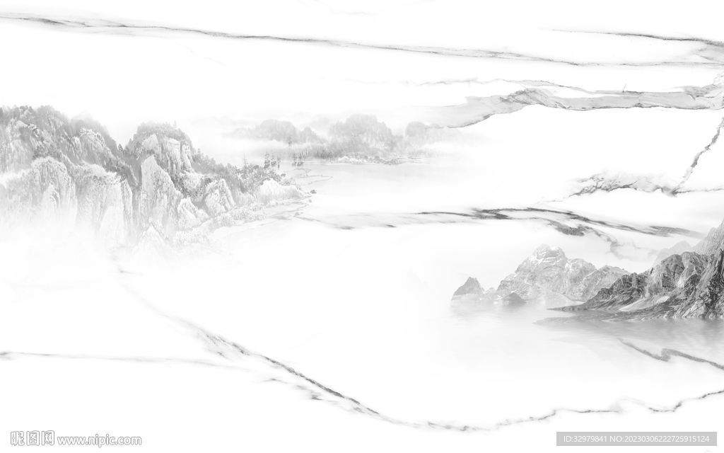 现代 中式简意山水 tiF分层