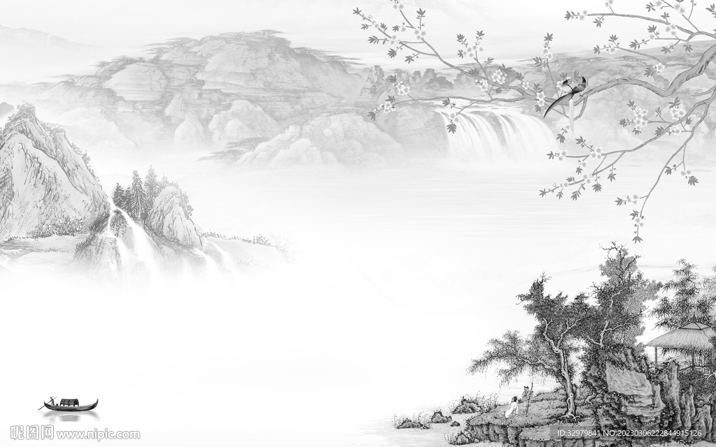 人气 中式简意山水 tiF分层