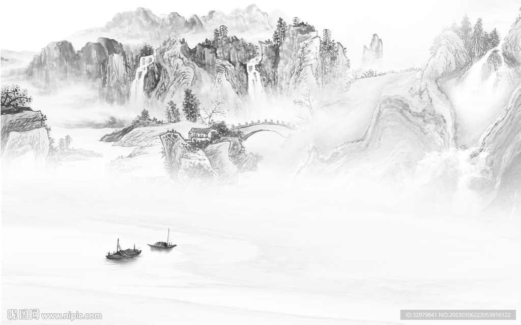 电视 热门灰色山水 tiF分层