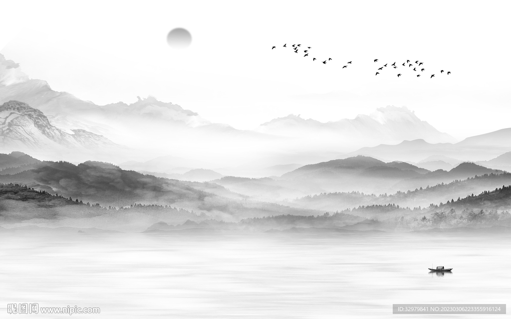 沙发 热门灰色山水 tiF分层