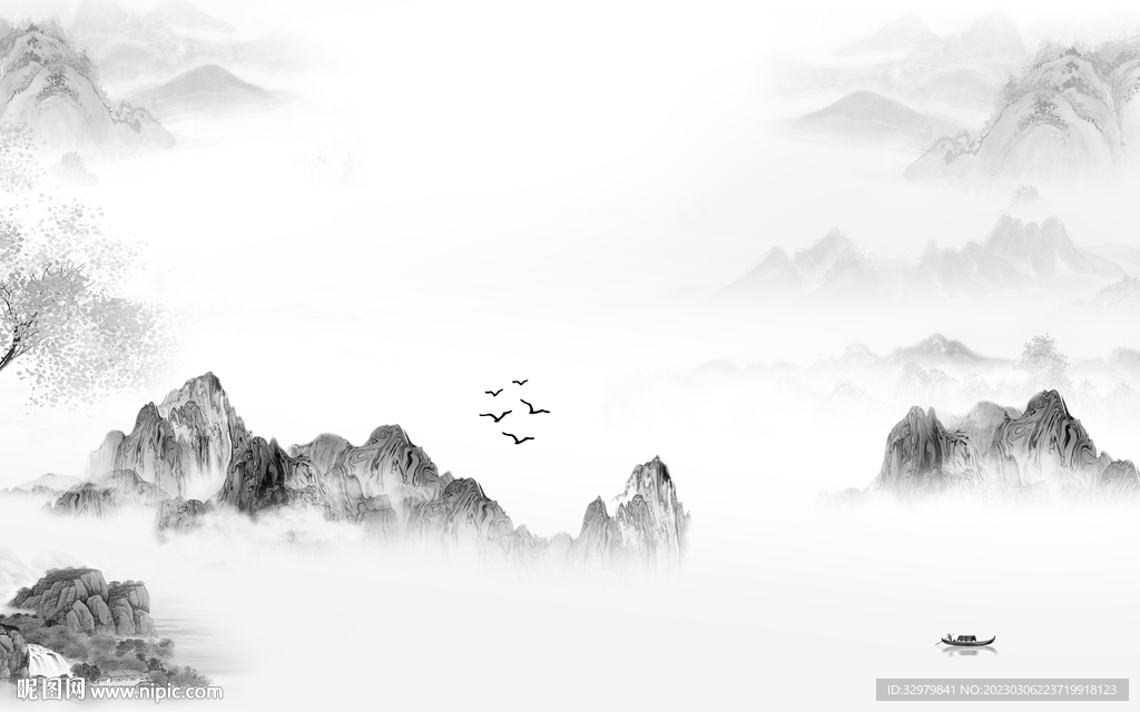 最新 中式简意山水 tiF分层