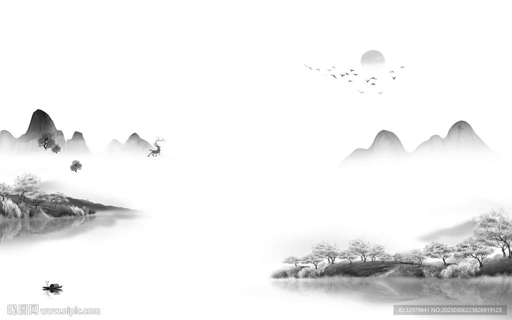 客厅 热门灰色山水 tiF分层