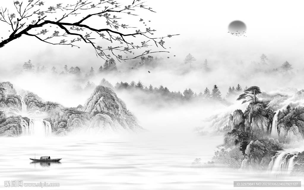 大气 中式简意山水 tiF分层