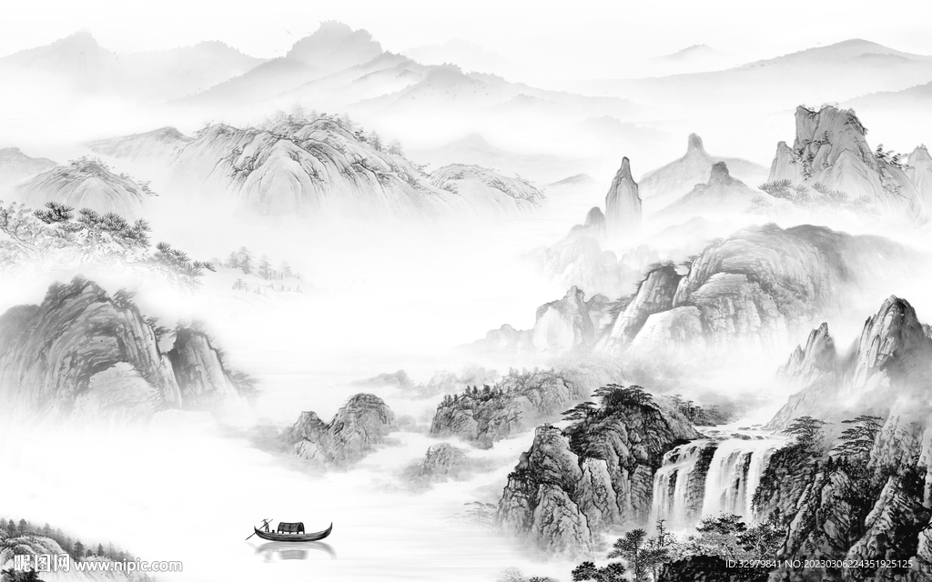 新款 热门灰色山水 tiF分层