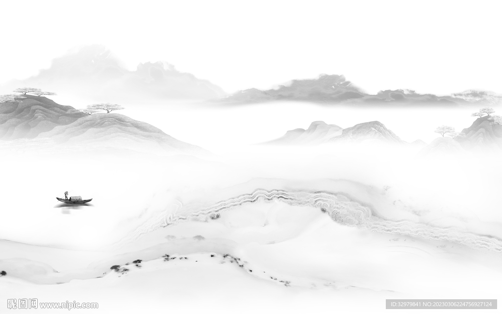 爆款 热门灰色山水 tiF分层