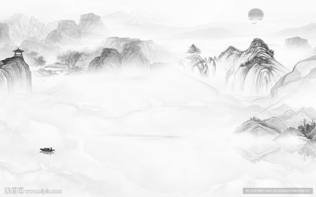 新款 新式简约山水 tif分层