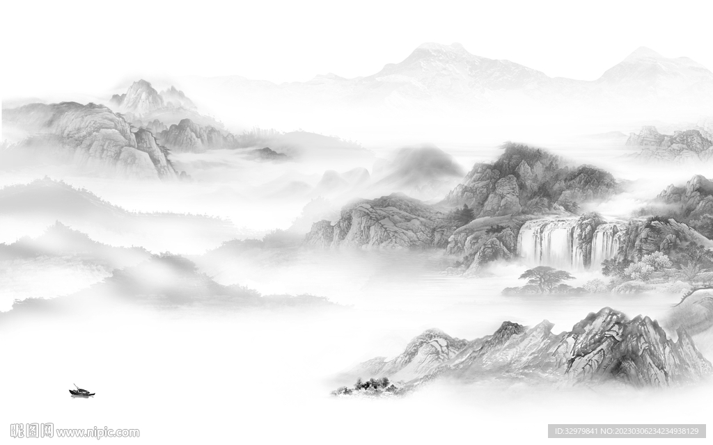 现代 新式简约山水 tif分层