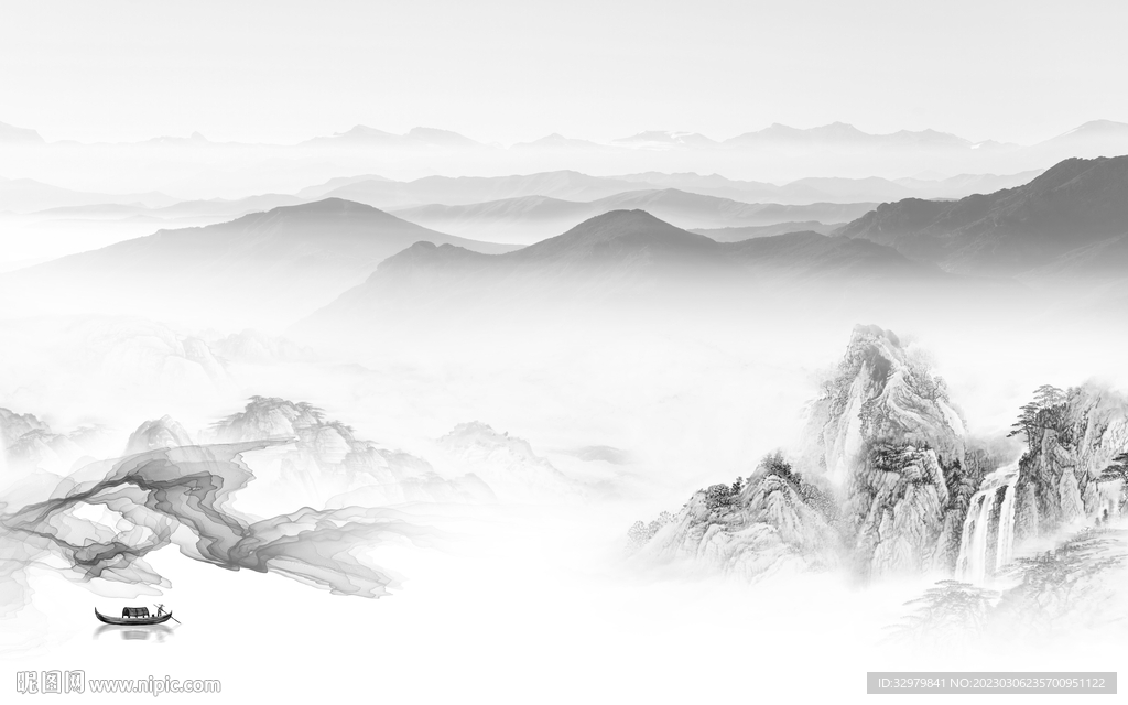 高端 新式简约山水 tif分层