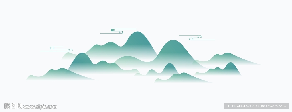 国潮中国风矢量禅意意境山水画