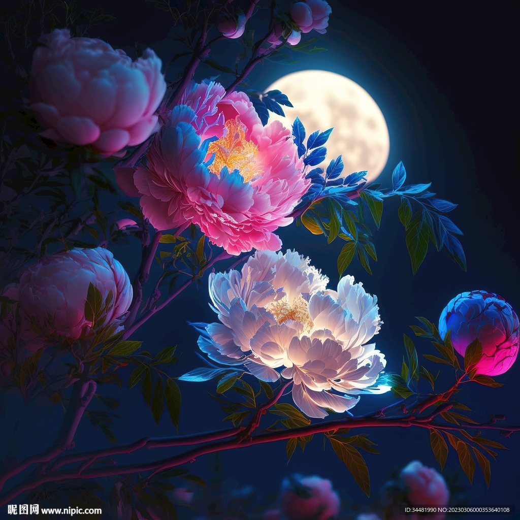 绚丽的发光花朵