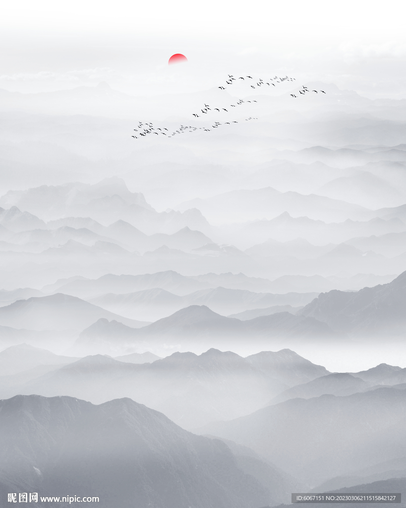 竖幅水墨画