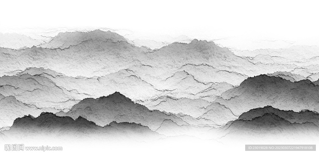 中式黑白水墨画