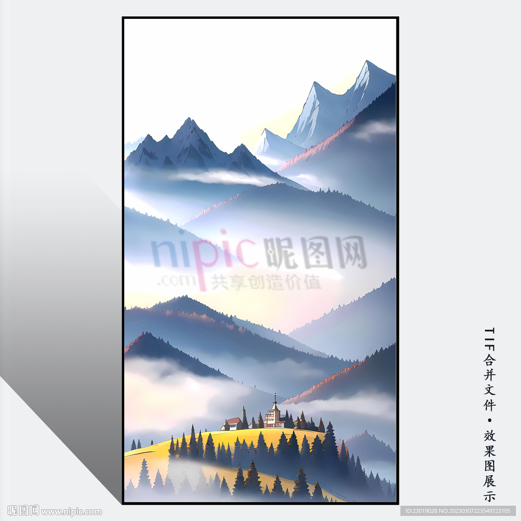 新中式玄关山水画