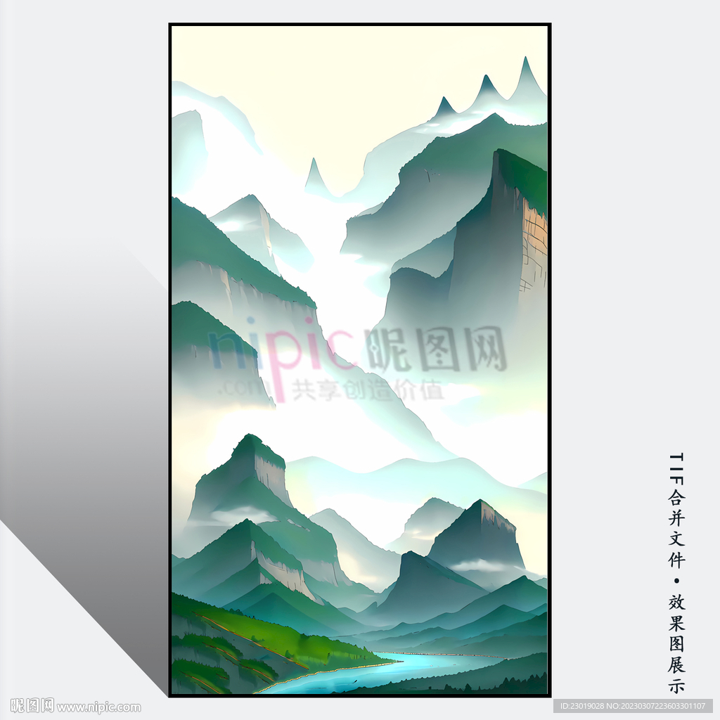 中式玄关山水画