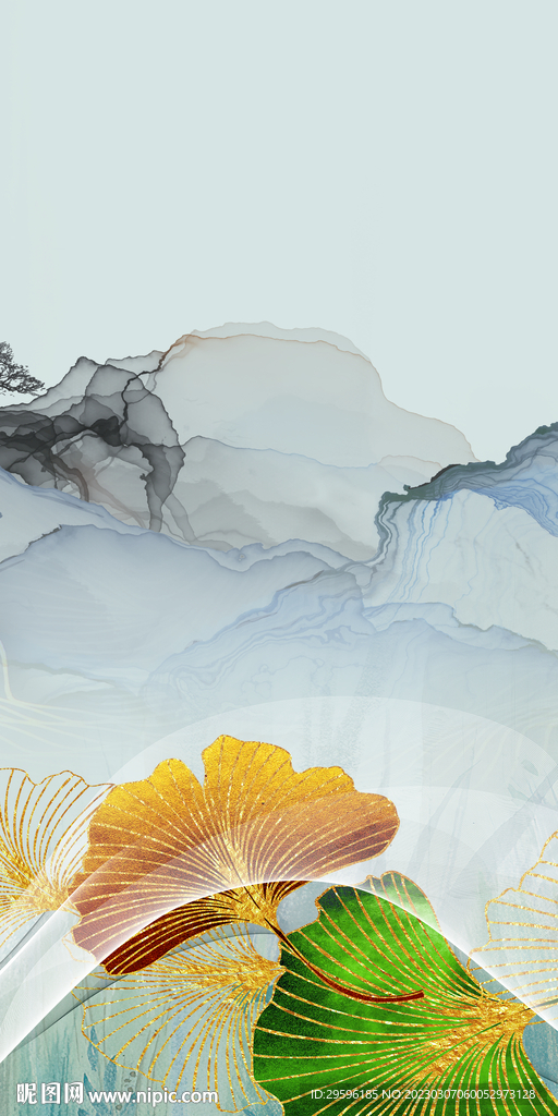 新品 简意玄关山水 Tif分层