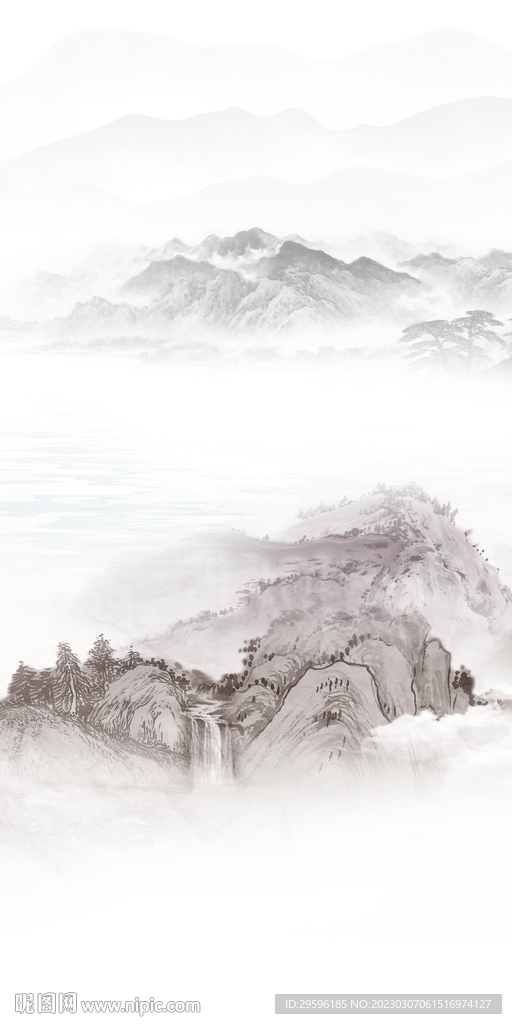 高端 简意玄关山水 Tif分层