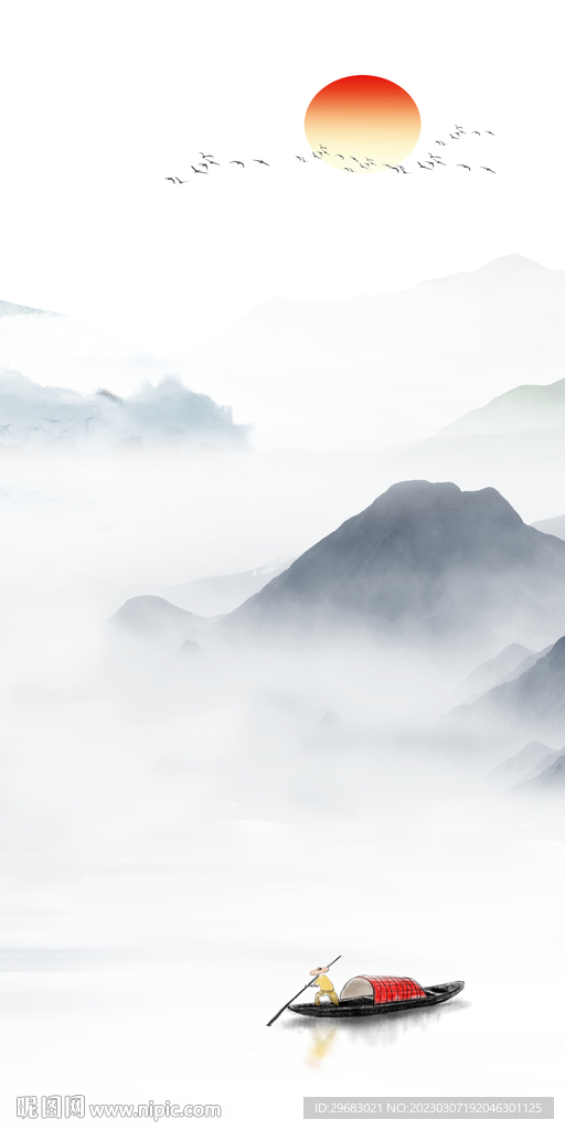 别墅 玄关简意山水 tIf分层